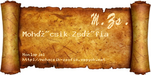 Mohácsik Zsófia névjegykártya